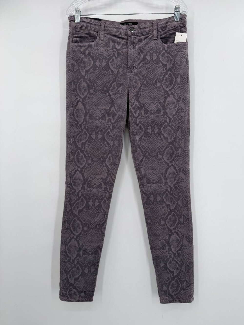 J Brand Maria High Rise Skinny Jeans Snakebite Snake Print Gray Mauve Size 31